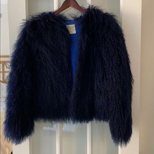 Midnight Blue Mongolian Fur Jacket (Pello Bello)